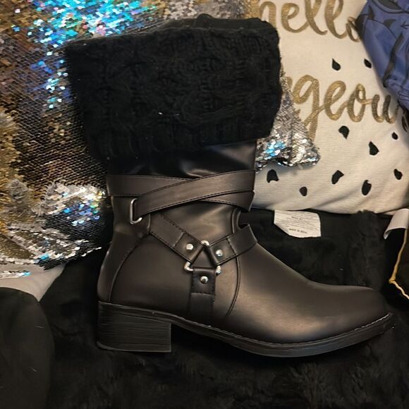 Michael kors black cable knit s/M boot socks mid calf/ankle - Picture 5 of 9